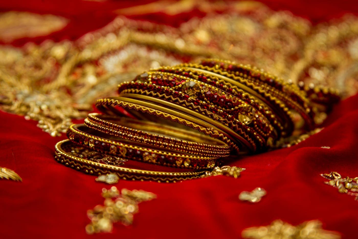 Chooda Red Stone Bangle Set